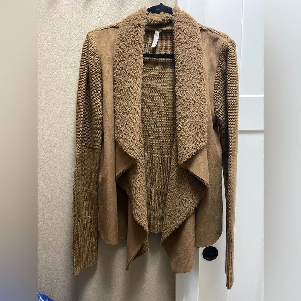 Camel Brown Open Front Cardigan